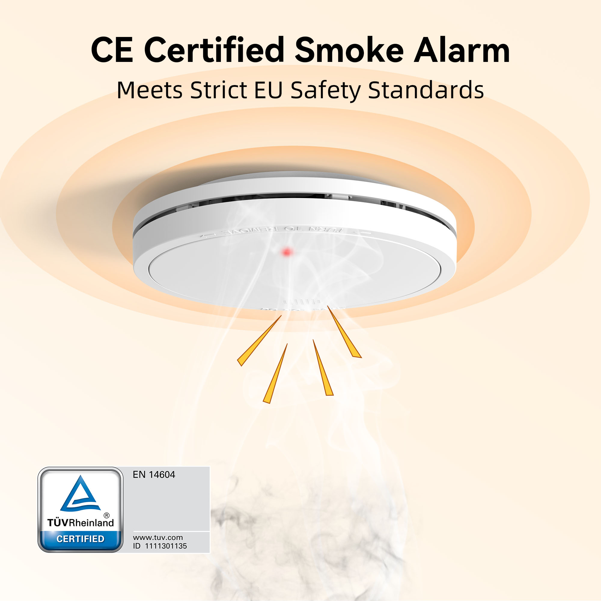 Smoke Alarm 10 Year Battery - Alarme de fumaça independente CHZHVAN conforme