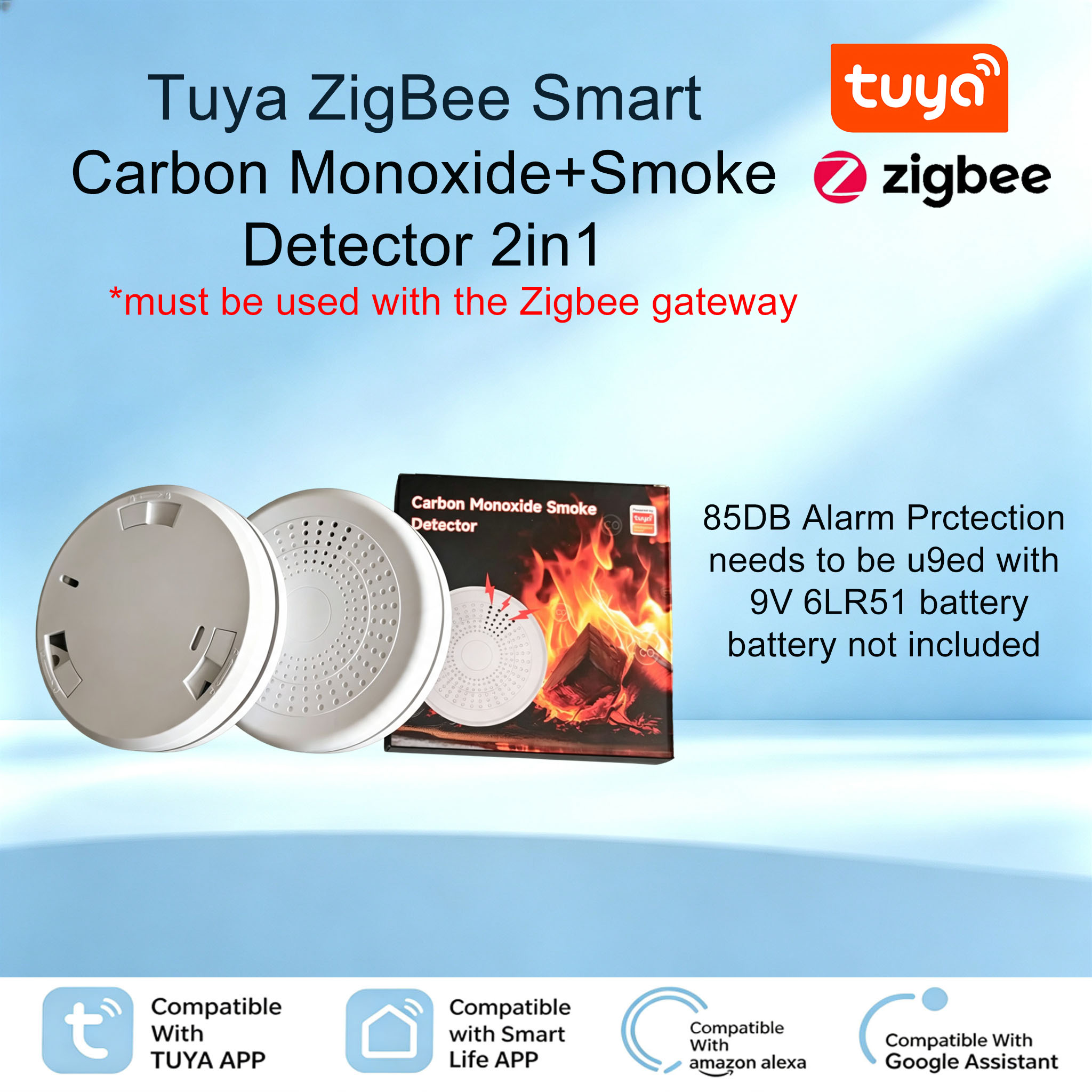 Zigbee Smoke Sensor Tuya - Alarme Composto Inteligente ZigBee para Fumaça