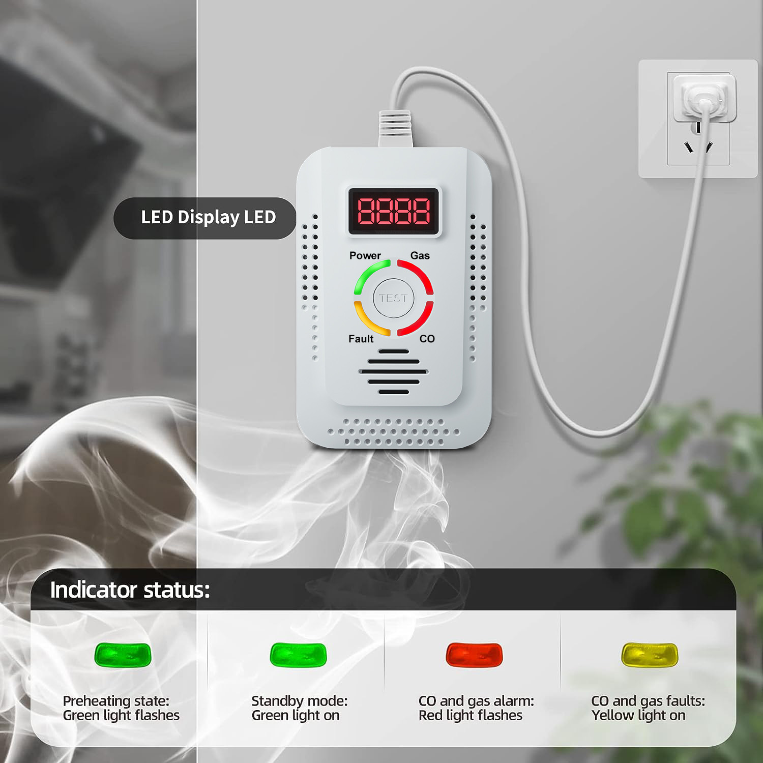 Carbon Monoxide Detector Combo - Detector de Gás Natural 2 em