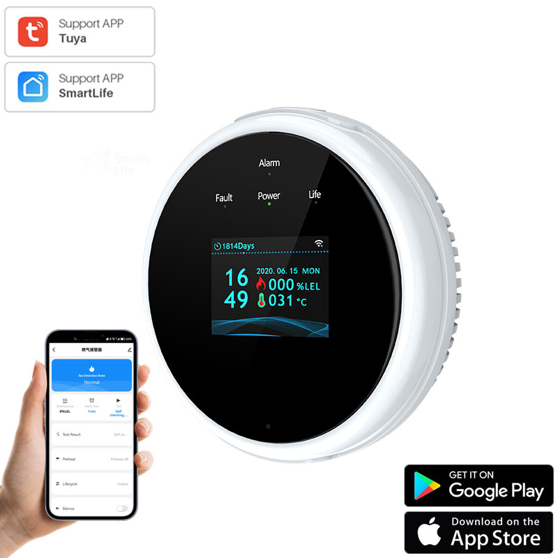 Smart Gas Leak Detector Lpg - Tuya wifi vazamento com função de