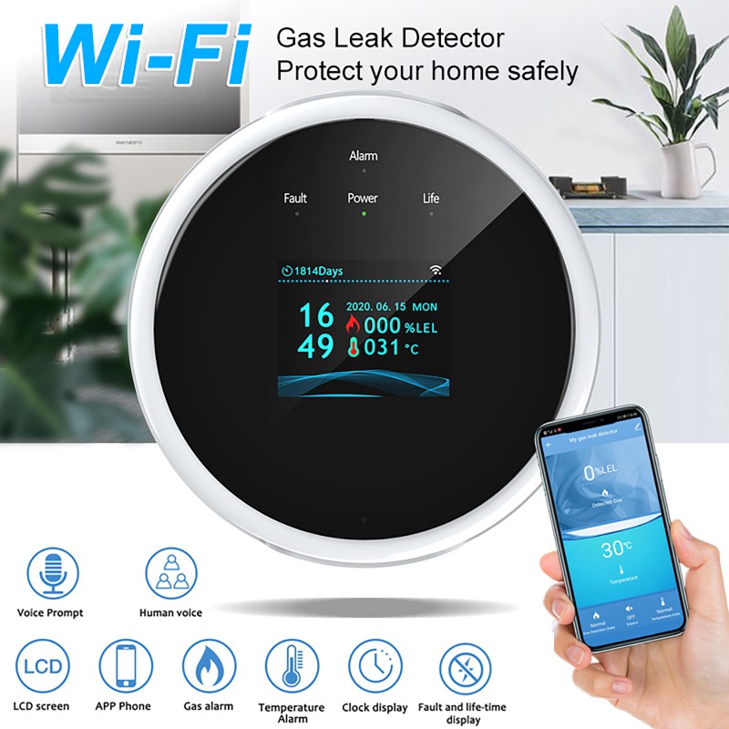 Smart Gas Leak Detector Lpg - Tuya wifi gás lpg sensor de
