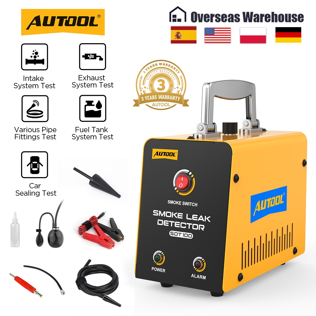 AUTOOL SDT100 Detector de vaza - Smoke Alarm Escape Light avaliação e preço