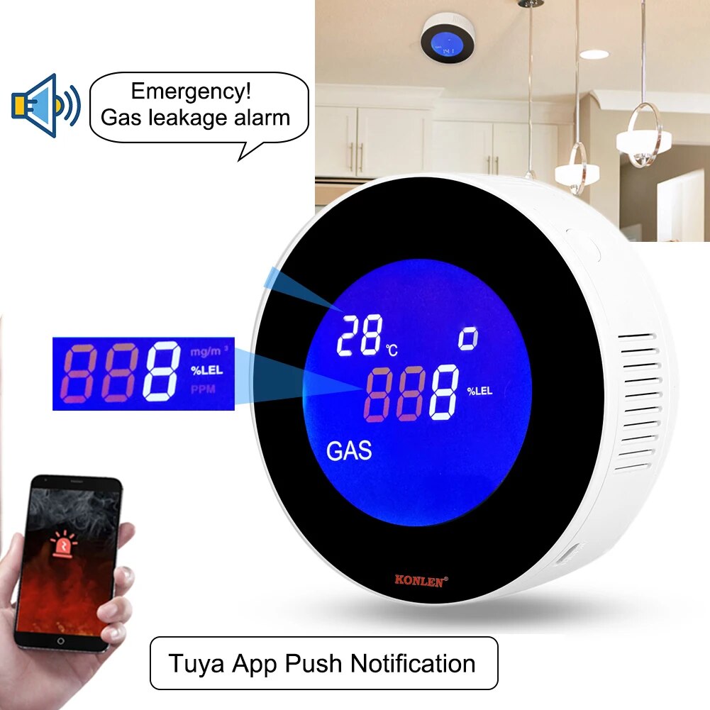 Tuya wifi detector de sensor d - Smart Gas Leak Detector Lpg avaliação e preço