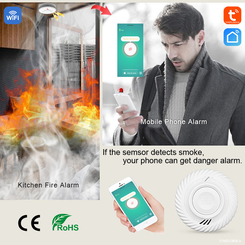 Função wifi tuya detector de f - Smoke Alarm 10 Year Battery avaliação e preço