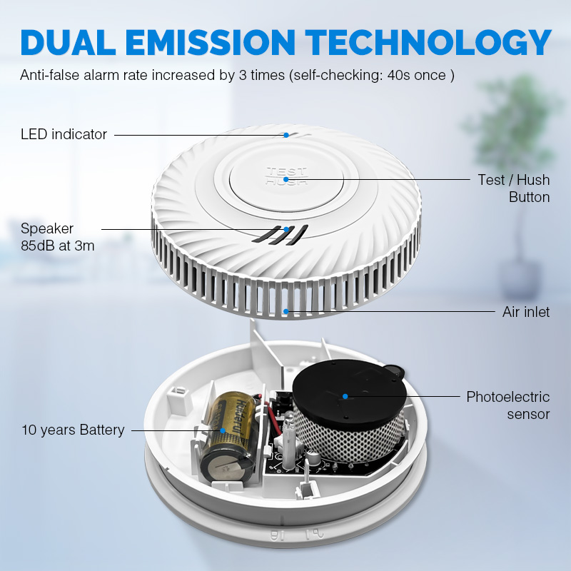 Detector de fumaça autônomo co - Smoke Alarm 10 Year Battery avaliação e preço