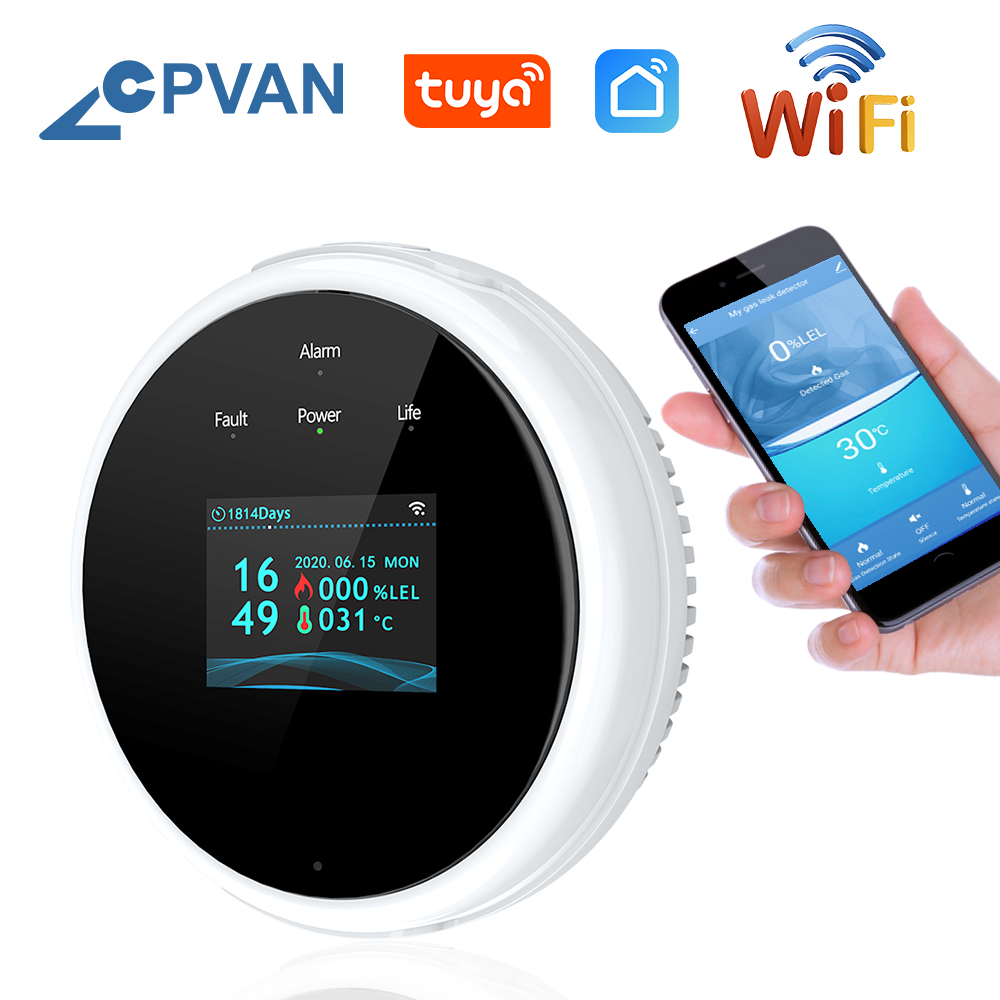 Cpvan tuya wifi sensor de alar - Smart Gas Leak Detector Lpg avaliação e preço