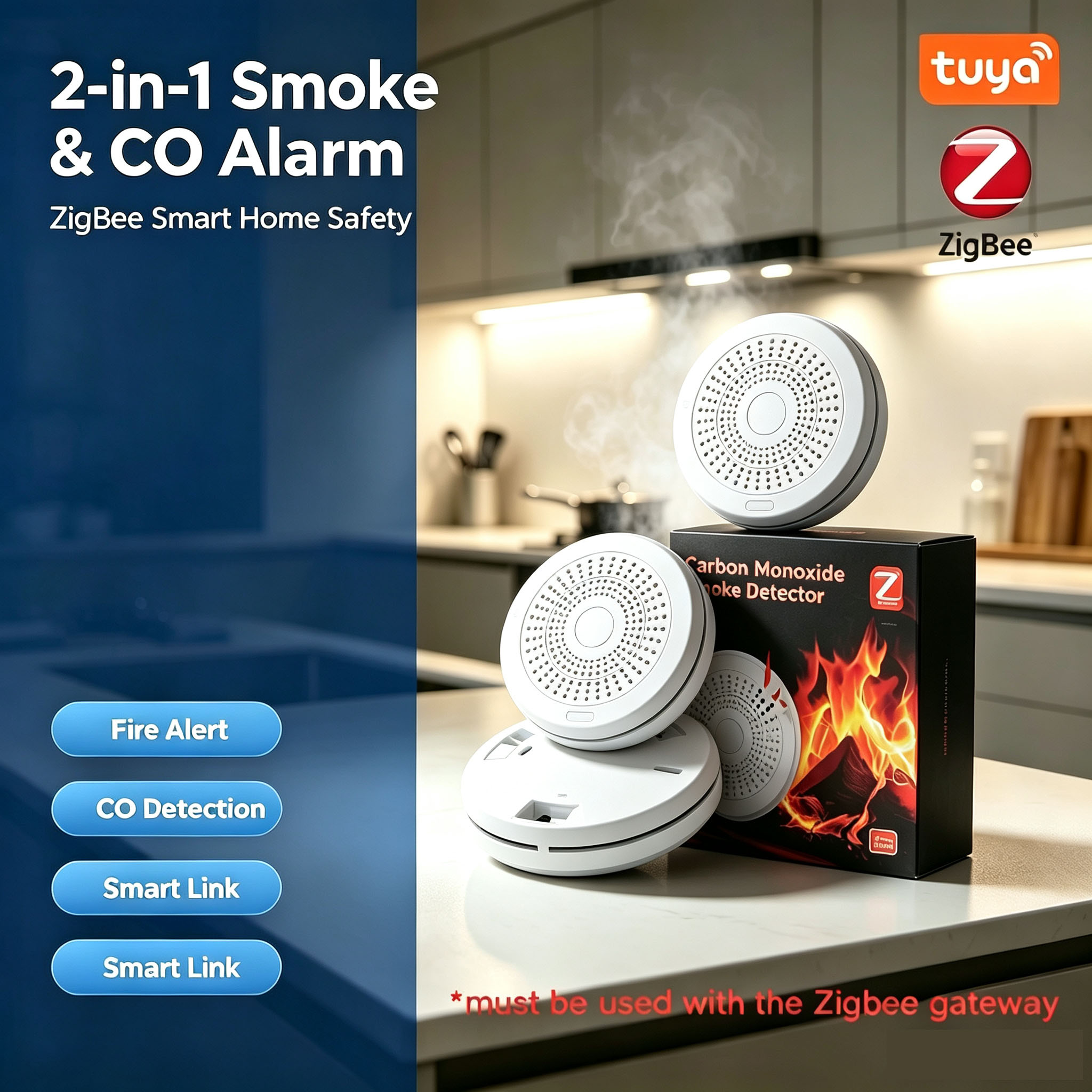 Detector inteligente de fumaça - Carbon Monoxide Detector Combo avaliação e preço