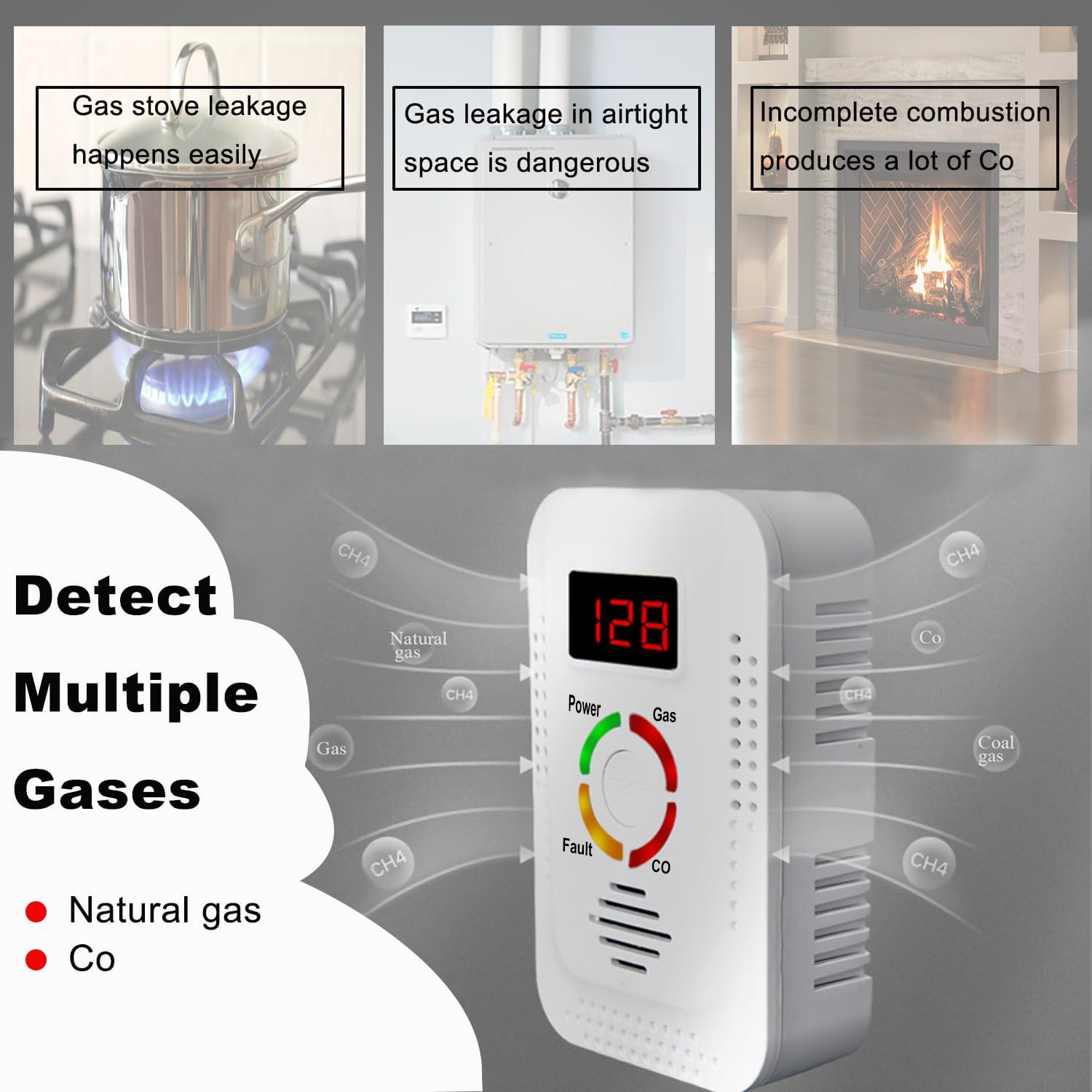 Detector de Gás Natural 2 em 1 - Carbon Monoxide Detector Combo avaliação e preço