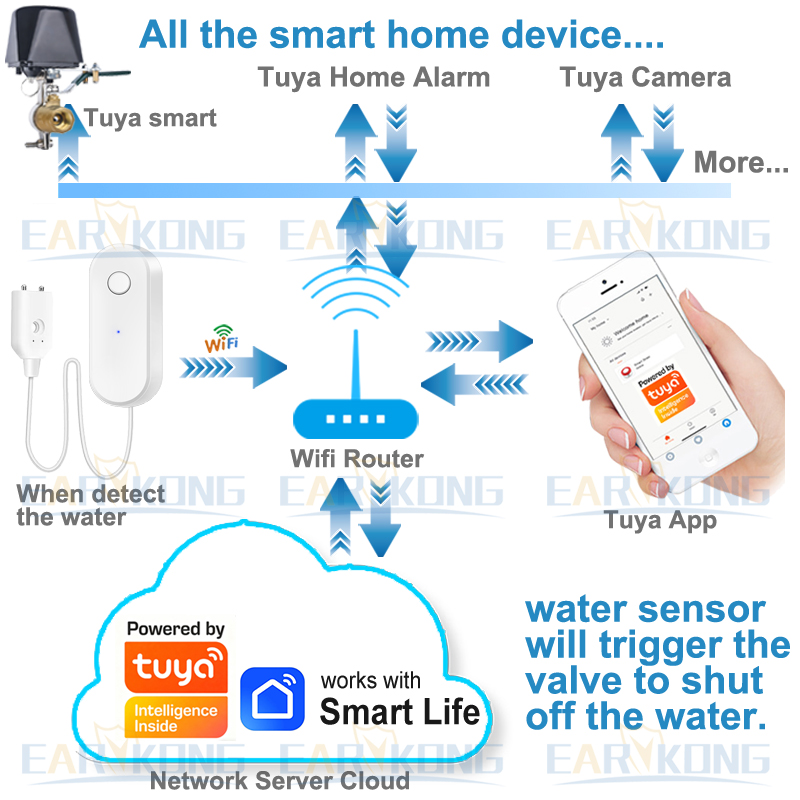 Tuya wifi inteligente sensor d - Water Leak Detector Wifi Alarm avaliação e preço