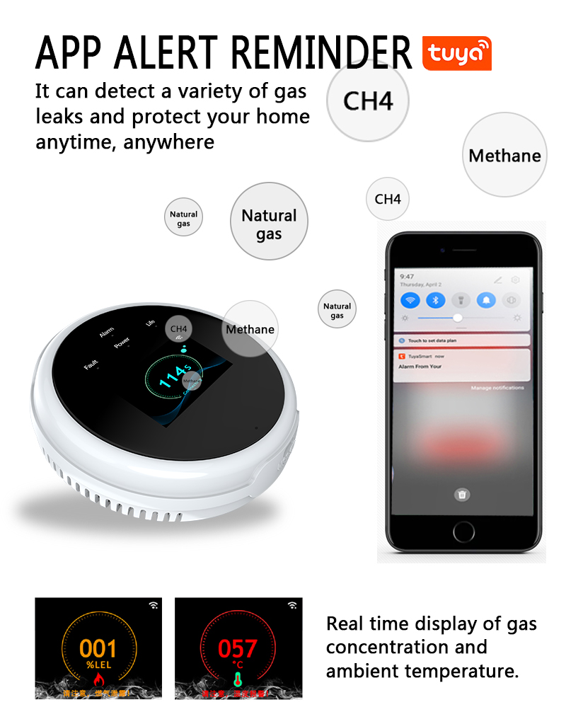 Tuya wifi vazamento com função - Smart Gas Leak Detector Lpg avaliação e preço