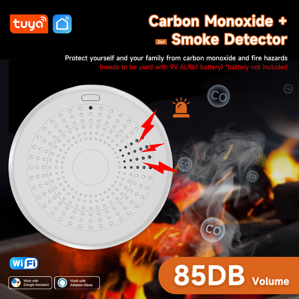Tuya 2-em-1 wifi/zigbee alarme - Zigbee Smoke Sensor Tuya avaliação e preço